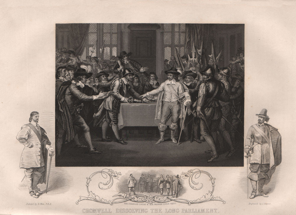ENGLISH CIVIL WAR. Oliver Cromwell dissolving the Long Parliament. TALLIS 1853
